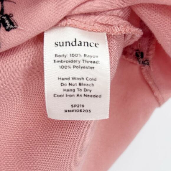 Sundance Magdalena Floral Embroidered Flutter Sleeve Boho Top Pink Womens Size M - Picture 8 of 12